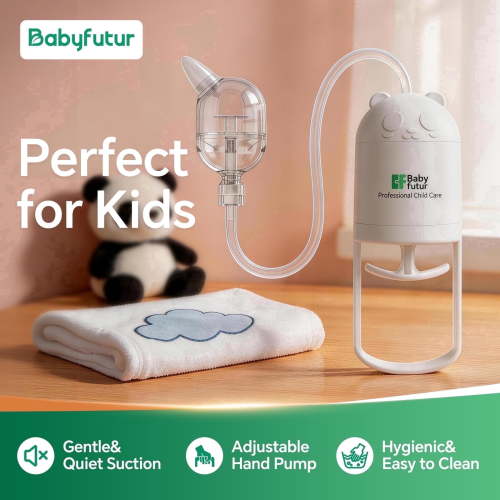 Babyfutur Manual Nasal Aspirator with Soft Non-Invasive Tip Quiet Fast Suction for Newborns Infants and Toddlers