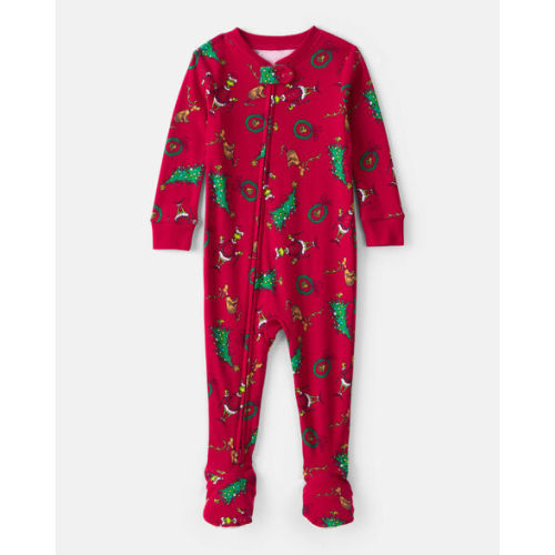 Baby Dr. Seuss™ The Grinch Print 100% Cotton Long-Sleeve Snug Fit 1-Piece Pajamas - Red | Carter's