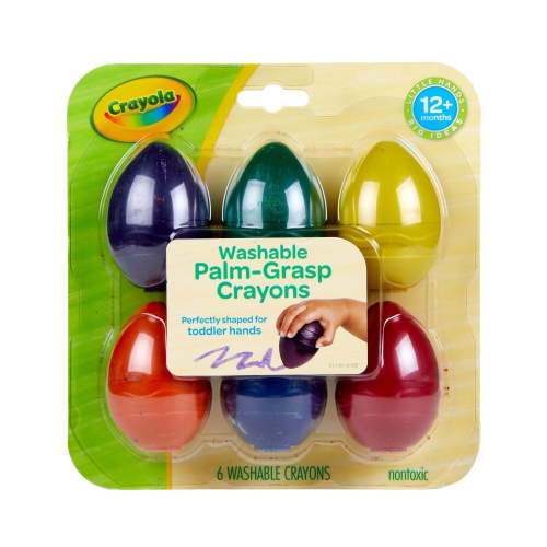 Crayola My First Washable Palm Grasp Crayons, 6 Count, Non-Toxic, Toddler Grip, Kid Safe