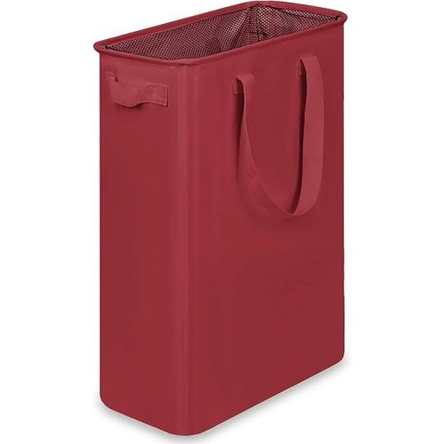 efluky Slim Laundry Basket, Narrow Laundry Hamper with Handles, Collapsible Dirty Clothes Hamper, Tall Laundry Bin for Laundry Room, Dorm and Bedroom, 48L (12.7 Gallon) Burgundy Red