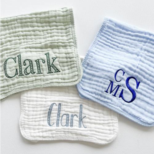 Monogram Muslin Burp Cloth