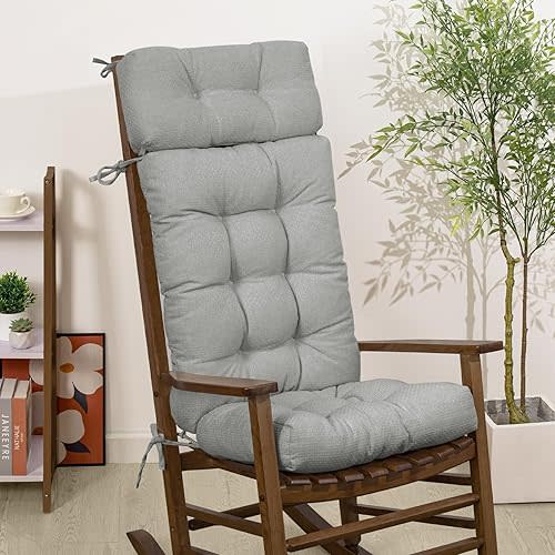 mudilun Rocking Chair Cushion Anti-Slip Tufted High Back Rocking Chair Cushion with Ties and Removable Neck Pillow Rocker Chair Seat Cushions for Bedroom, Living Room, Baby Room, Outdoor Patio Chair
