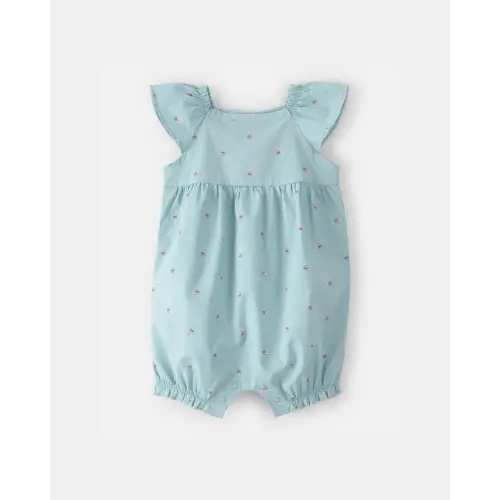 Baby Girl Ladybug Flutter-Sleeve Romper - Blue | Carter's