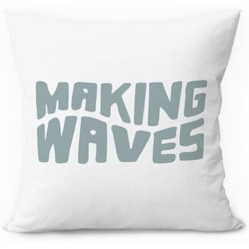 Coastal Granddaughter Room Decor, Blue Coastal Pillow Cover 18x18, Making Waves Nautical Coquette Decorative Throw Pillow Case for Girls Bedroom Home Drom Apartment