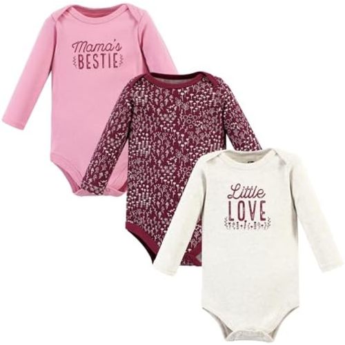 Hudson Baby baby-girls Cotton Long-sleeve Bodysuits 3-pack