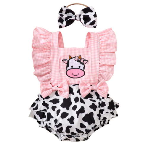 Zanarzt Baby Girl Summer Romper Set Baby Girl Clothes Romper Dress Ruffle Sleeveless Summer Outfits with Headband Red,0-3 Months