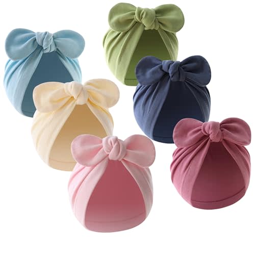QandSweet Baby Girl Hat Infant Cotton Hats Knotted Rabbit Ear 0-12 Months