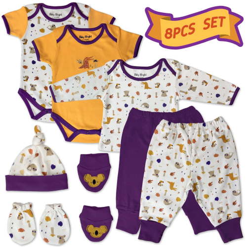 Baby Bright, Baby Boy Clothes Set, 8-Pieces, Size 0-3 Months