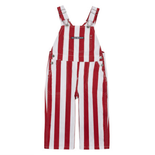 Baby Overalls | White & Crimson Striped Cotton Overalls | Game Bibs