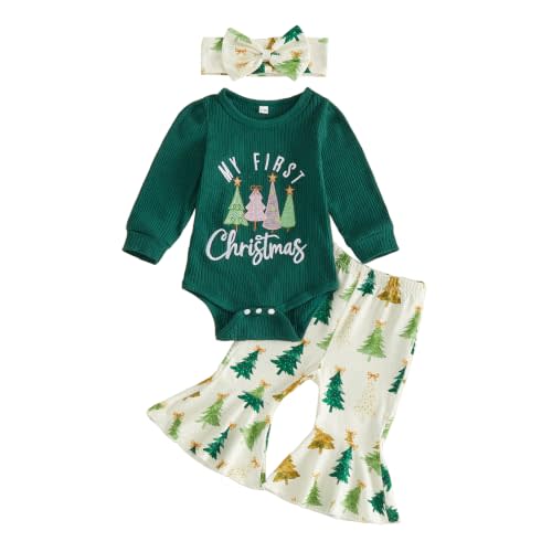 Newborn Baby Girl Clothes Fall Winter Romper Flared Pants Set | Baby Girl Clothes 0 3 6 9 12 18 Months,Infant Girl Fall Winter Outfits,Long Sleeve Letter Romper,Cute Bell Bottom Pants Set