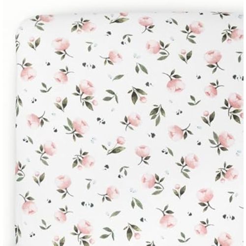 Little Unicorn Premium Stretch Knit Crib Sheet |Super Soft with Optimal Stretch (Watercolor Rose)