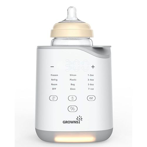 Grownsy Bottle Warmer, 2025 Fast Baby Bottle Warmer for Breastmilk & Formula, Smart Temperature Control, with Timer, Thaw, Food Heater, Night Light, Calentador De Biberones for All Bottles