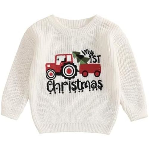 Toddler Baby Boy Girl Christmas Outfit Knit Sweater Crewnck Sweatshirt Pullover Warm Top Infant Fall Winter Clothes