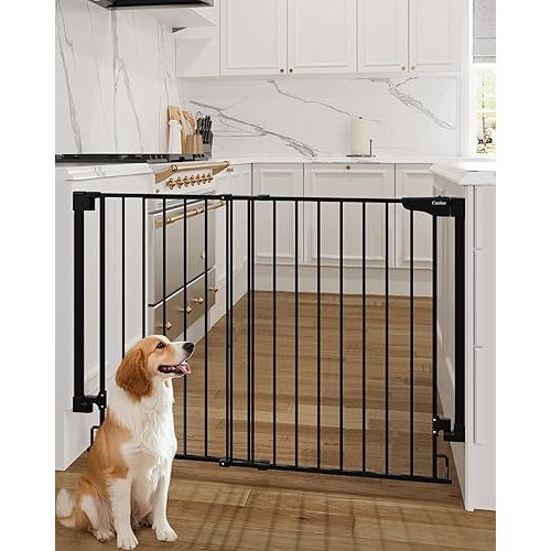 Cumbor 34" Extra Tall No Bottom Bar Baby Gate, 31.6-48" Extra Wide Dog gate