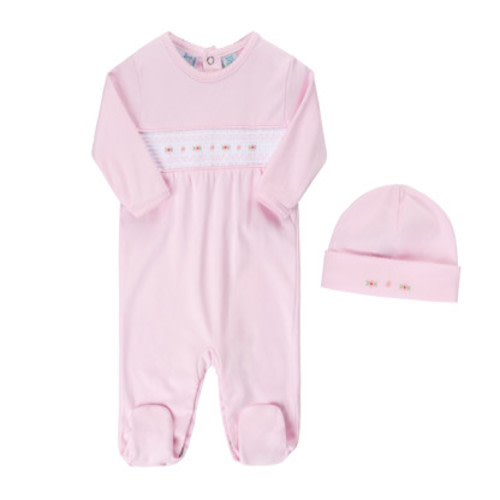 Baby Girl`s Smocked Flower Romper w/Hat | Feltman Brothers
