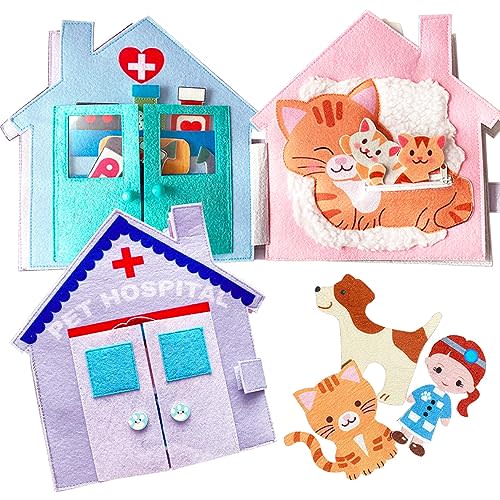 MOVEBO- Quiet Book Child Booktoddler Quiet Book-Busy Book for 3 Year Old Boys&Girls - Travel Toy,Best Gift from Grandparents for Toddler (Pet Hospital)