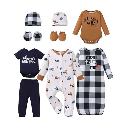 NZRVAWS Preemie Newborn Baby Clothes Infant Essential Must Have Bodysuit Layette Set 11 Piece Preemie-18 Months