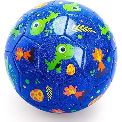 INPODAK Soccer Ball for Toddler Kids 1-3 2-8, Size 2 Size 3 Soccer Ball, Cartoon Dinosaur Unicorn Balls with Pump, Mesh Bag and Gift Box, Great Easter Basket Stuffers Gift for Birthdays Parties