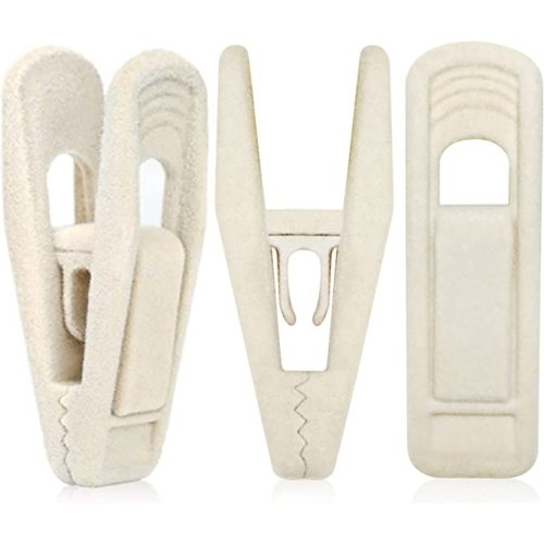 Velvet Hanger Clips for Velvet Hangers - 20 PCS Beige Non-Slip Velvet Clip for Skirt Hanger, Strong Flocking Clips Fit for Ivory Velvet Hangers