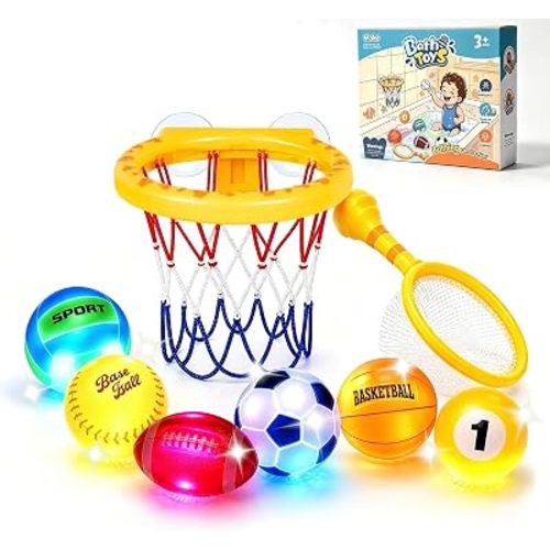 Baby Light Up Bath Toys for Toddler,Bathtub Basketball Hoop Toys for Kids