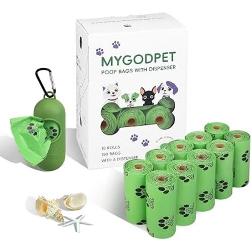 Dog Poop Bags Rolls with Dispenser 150 Count Biodegradable Poop Bags for Dog and Cat Ocean Soap Scented Waste Bag Leak Proof Doggie Poop Bag Doggy Trash Bag Green