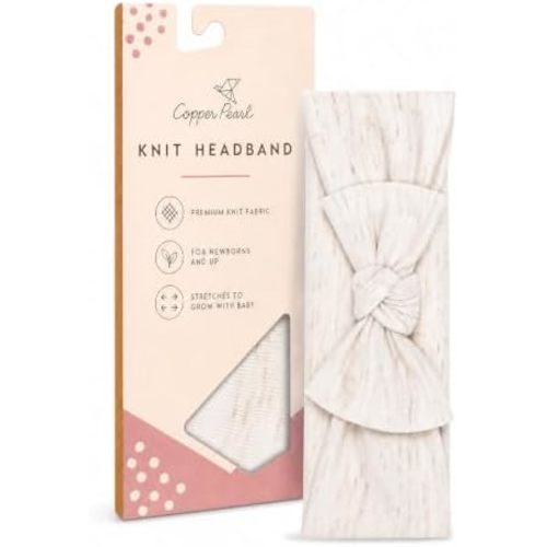 Copper Pearl Baby Bows: Soft and Stretchy Headbands for Baby Girls, Newborn and Toddler Hair Bows and Accessories, Stylish Bow Headband, Oat