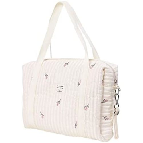 Diaper Tote Bag Cotton Baby Nappy Changing Tote Large Capacity Baby Diaper Caddy Bag Stroller Storage Bag Mommy Bag