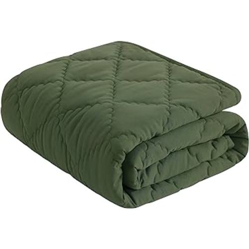 NTBAY Down Alternative Oversized Toddler Comforter, Super Soft and Warm Solid Color Baby Crib Quilted Blanket, 43x60 inches, Olive Green