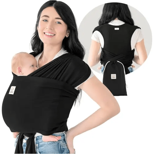 KeaBabies Baby Wrap Carrier Ring Sling - Easy to Wear, Adjustable D-Lite Baby Carrier Newborn to Toddler, Infant Carrying Shirt, Hands Free Bonding, Breathable Fabric Wearing Wrap (Trendy Black)