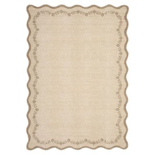 6'x9' Washable Scalloped Rugs for Living Room Bedroom, Solid Non Slip Large Dining Room Rug, Large Soft Nursery Rugs, Taupe