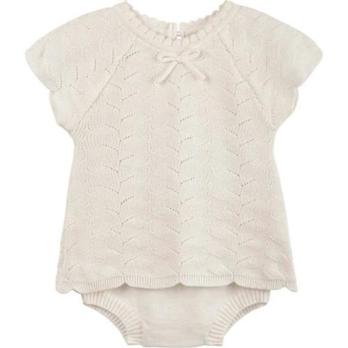 Girls Lacy Knit Set Ivory