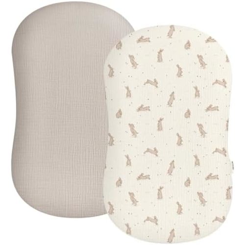 Baby Lounger Cover 2 Pack, Muslin Cotton Infant Lounger Cover, Covers Only