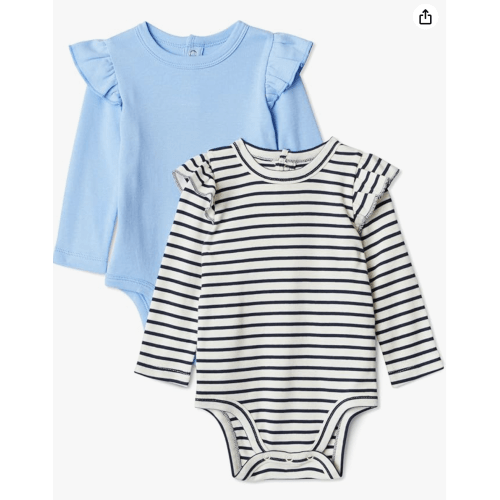 Amazon Essentials Baby Girls' Long-Sleeved Ruffle Bodysuits 3-6 months