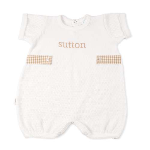 PatyKnit™ Monogrammed Bubble with Gingham Tabs - PatyInc