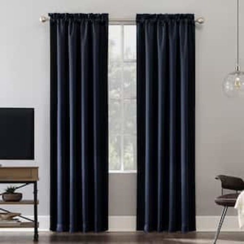 Alna Theater Grade Coal Polyester 52 in. W x 95 in. L Rod Pocket 100% Blackout Curtain (Single Panel)