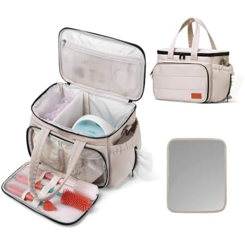 Breast Pump Bag Compatible with Spectra S1 and S2, Pumping Bag with Waterproof Mat for Pump Accessories, Pump Carrying Bag for Moms Work, Travel - Camel