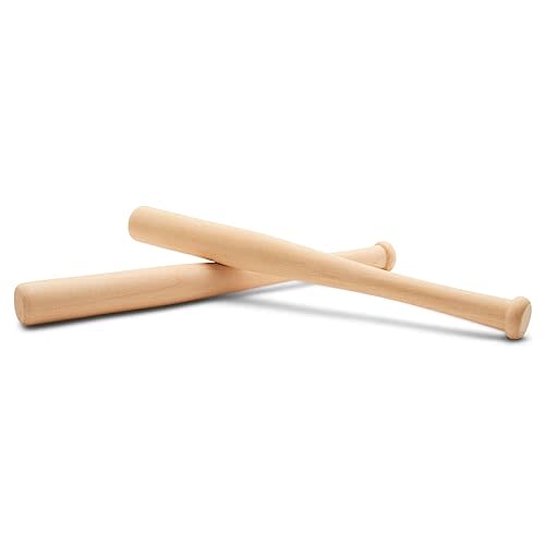 Wood Baseball bat 12 Inch Pack of 2 Unfinished Mini Wood Baseball Bat, Small Bat, Party Decor, Bedroom, Crafts, by Woodpeckers