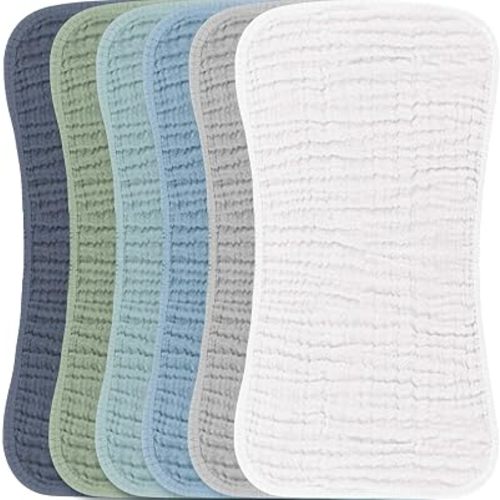 Konssy 6 Pack Large Muslin Baby Burp Cloths and Burp Rags Set for Newborn