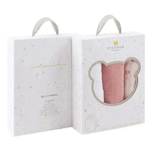 Piccolo Bambino - 3Pk Muslin Swaddles In Gift Box Pink