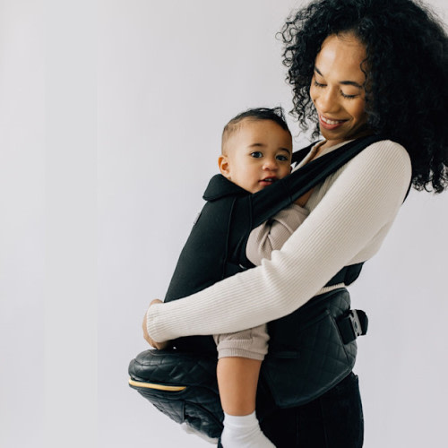 Tushbaby Hip Seat and Snug Carrier Bundle - Black Vegan Leather, Black Snug Carrier