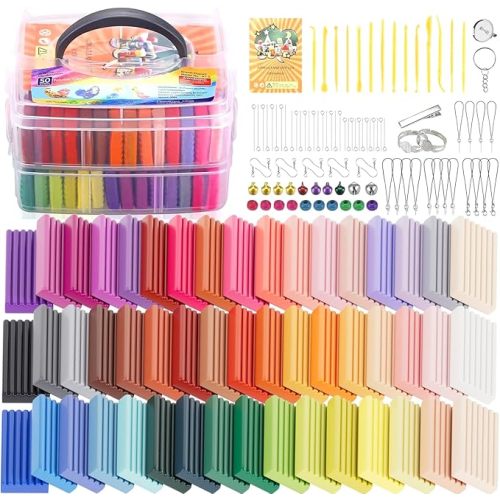 CiaraQ Polymer Clay 50 Colors, DIY Modeling Clay Starter Kits for Kids, Oven Baked Model Clay with Sculpting Tools, Safe and Non-Toxic, Great for Children and Beginners - 20g / pcs