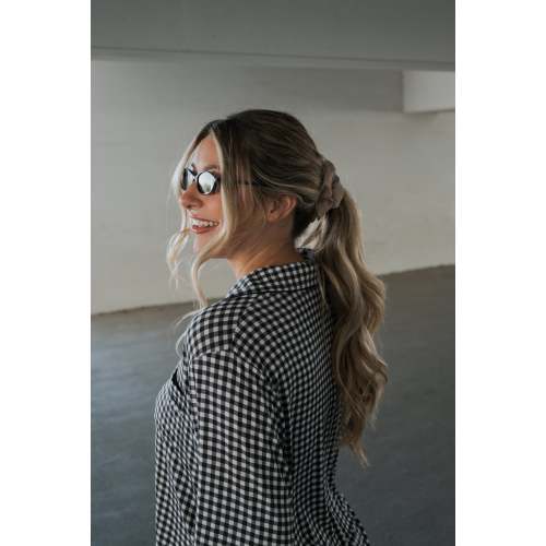 Women's Bamboo Button Up Lounge Set | Black Gingham