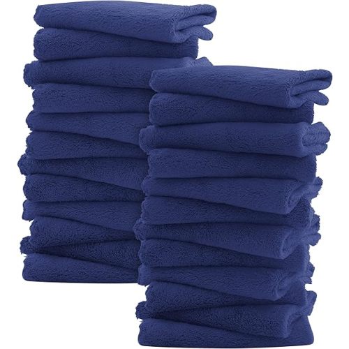Sunny zzzZZ Ultra Soft 24 Pack Baby Washcloths - 10x10 Inches - Coral Fleece Extra Absorbent Wash Clothes for Babies, Infants and Toddlers - Sensitive Skin and Newborn - Ideal Baby - Navy Blue