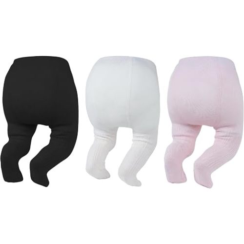 Zando 3Pack Newborn Baby Girl Tights Cable Knit Cotton Warm Leggings 0-4T