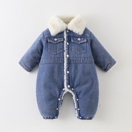 Baby Toddler Denim Fleece Romper 3-6m