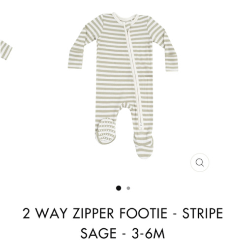 2 Way Zipper Footie - Stripe Sage