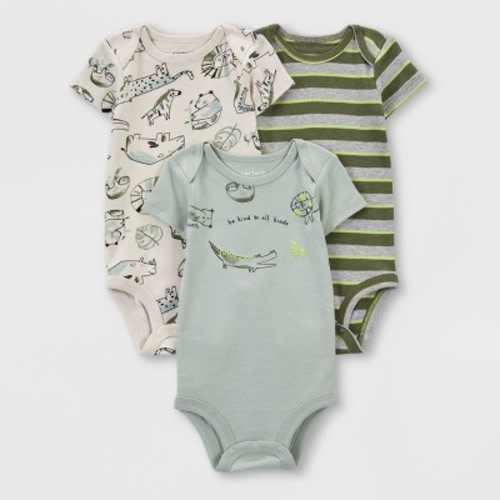 Carter's Just One You® Baby Boys' 3pk Safari Bodysuit - White/green