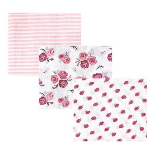 Hudson Baby Infant Girls Cotton Muslin Swaddle Blankets, Rose, One Size