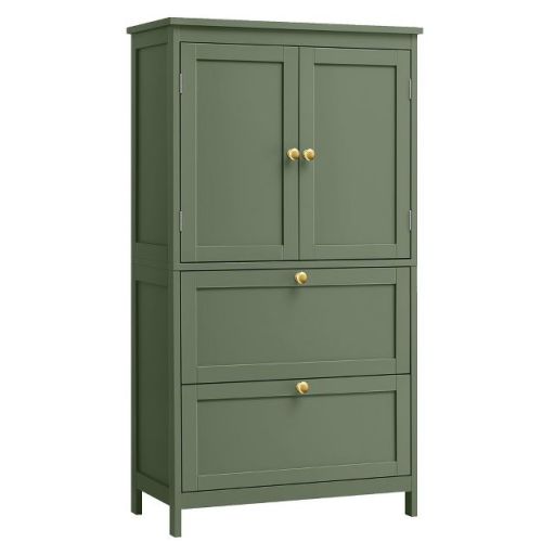 VASAGLE Floor Storage Cabinet, Storage Unit, Freestanding Cabinet with 2 Drawers and 2 Doors,Forest Green