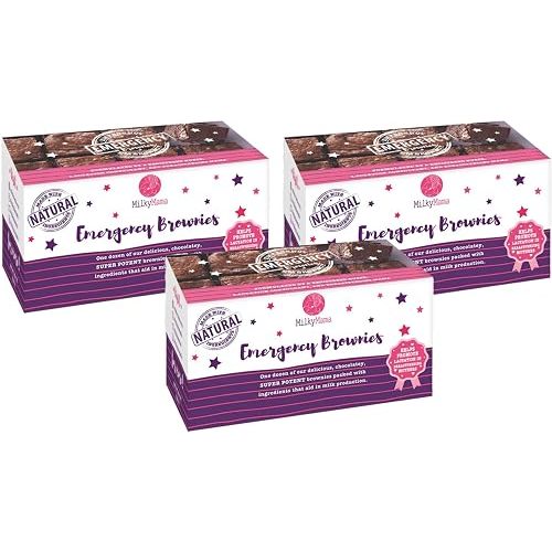 Milky Mama Emergency Lactation Brownies – Breastfeeding Support Snack for Nursing Moms – Fenugreek-Free, Dairy-Free Healthy Brownies – Chocolate Flavor – 30 Day Supply (36 Individually Wrapped Bars) – Ships Fresh, Freeze within 2 Weeks
